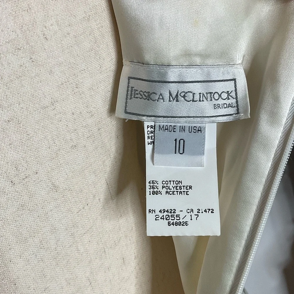 Jessica McClintock Floral Jacquard Scoop Neck Sleeveless Ball Wedding Gown 10 - Picture 4 of 8